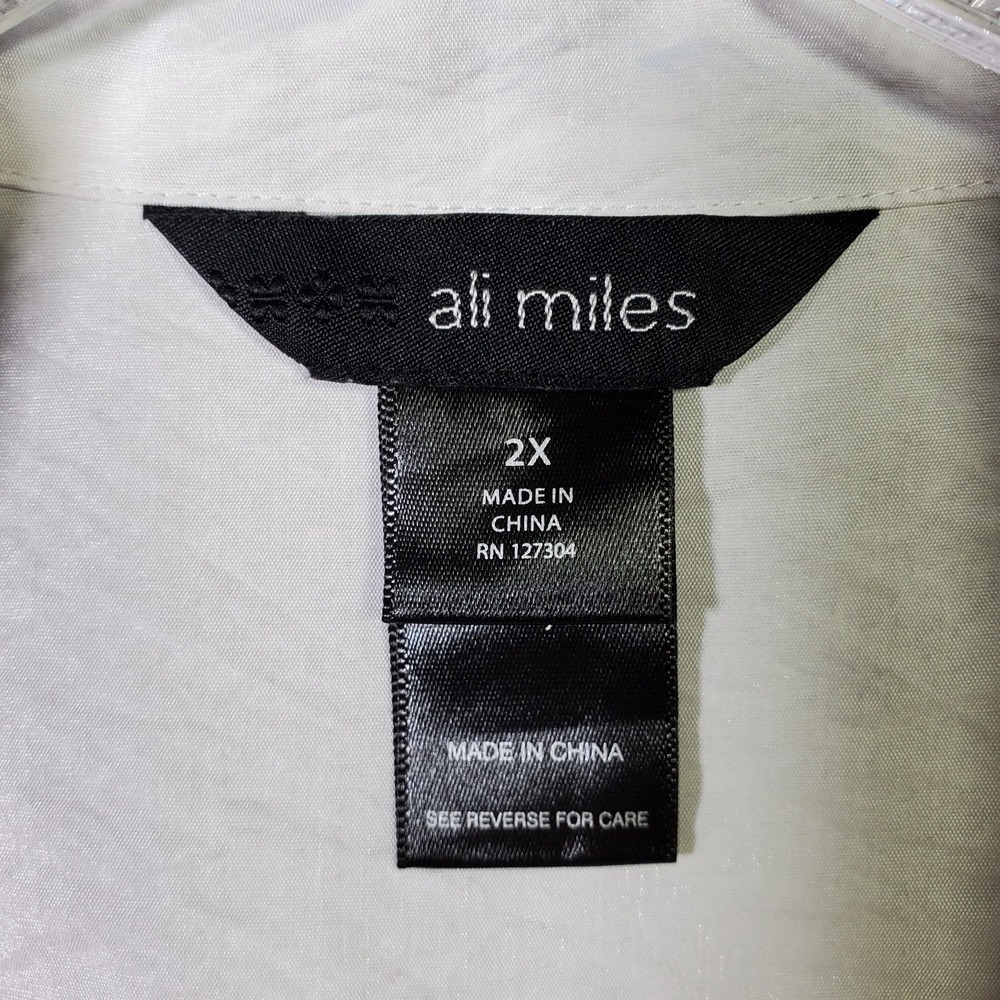 Ali Miles Button Up Shirt Womens 2X White Lagenlook Minimalist Career Chic Relax - Picture 5 of 7